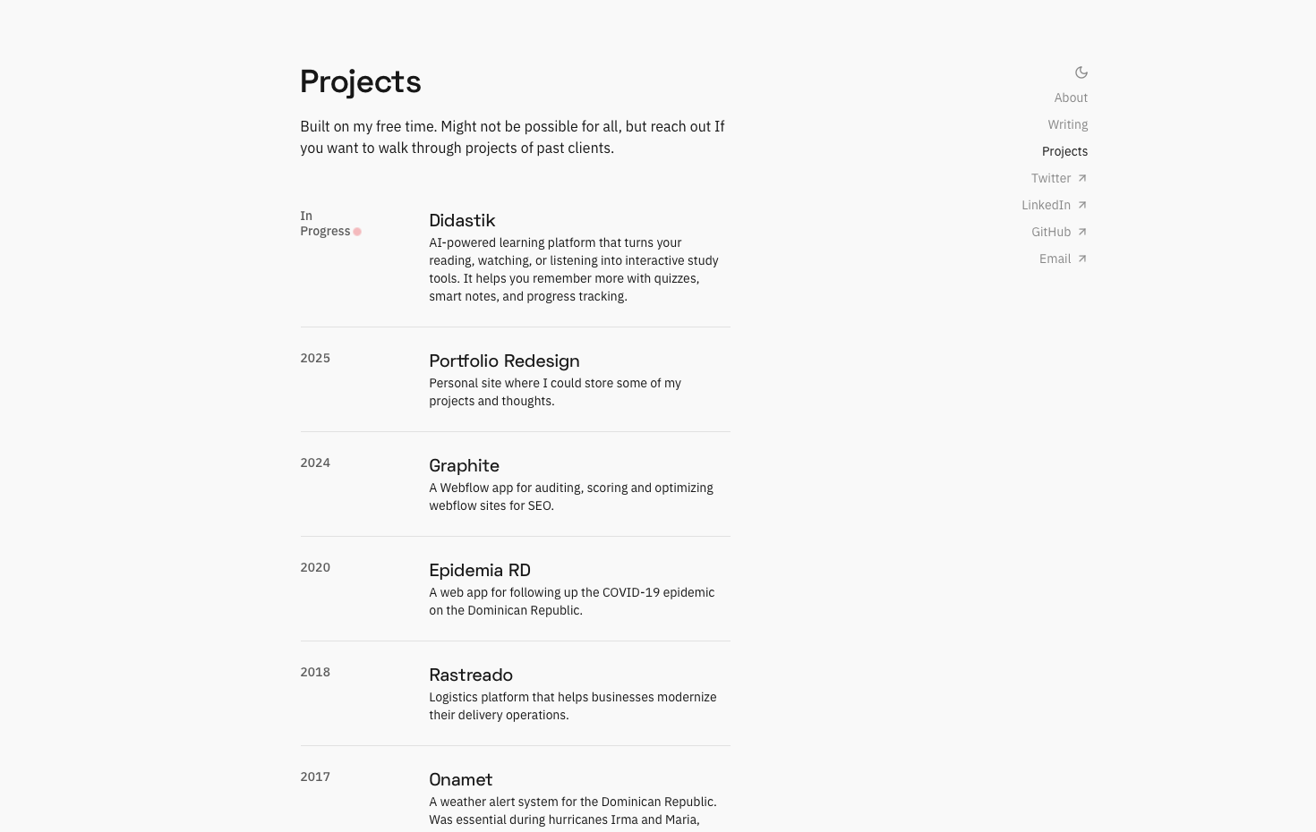 Projects list